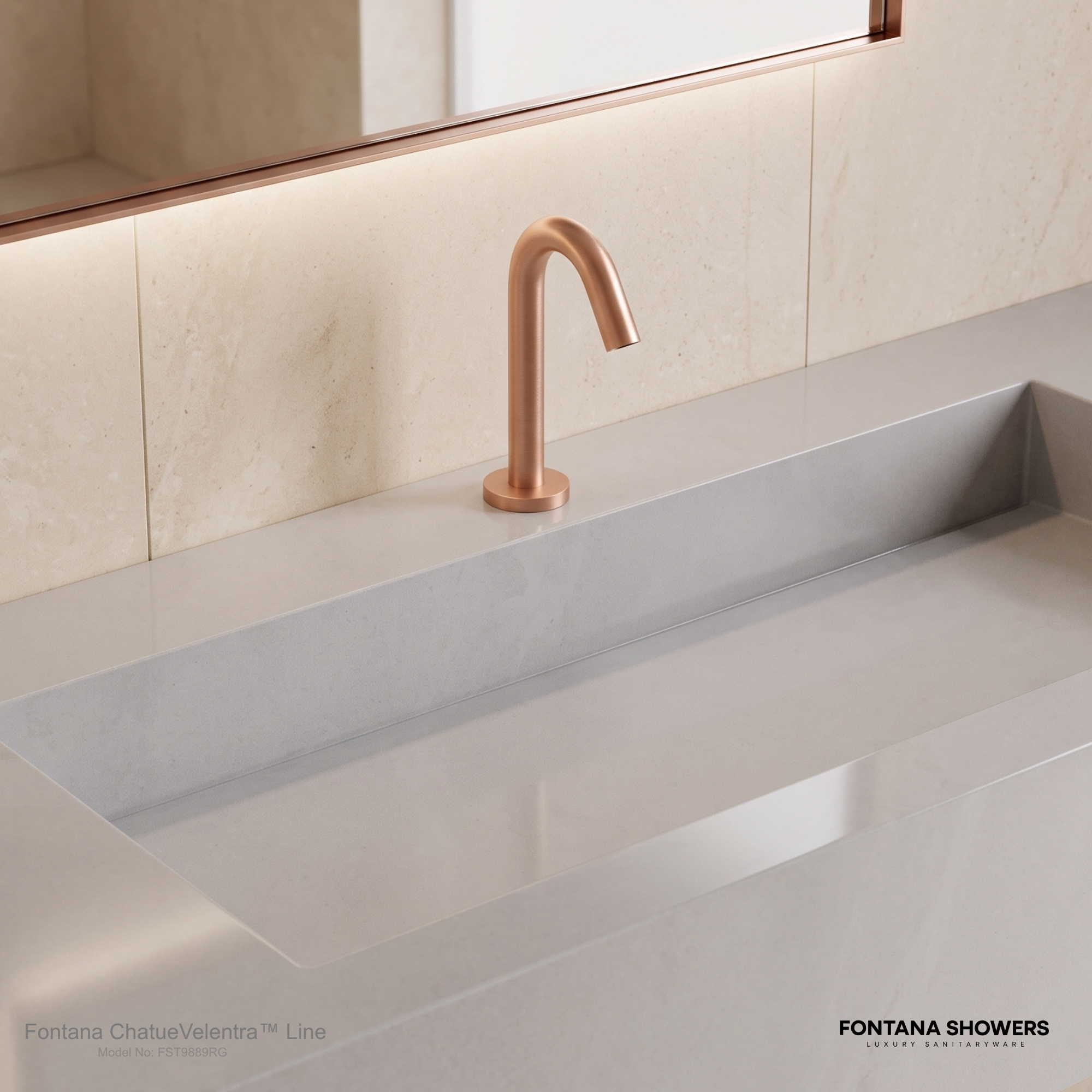 Fontana Milan freestanding rose gold automatic sensor faucet and soap dispenser