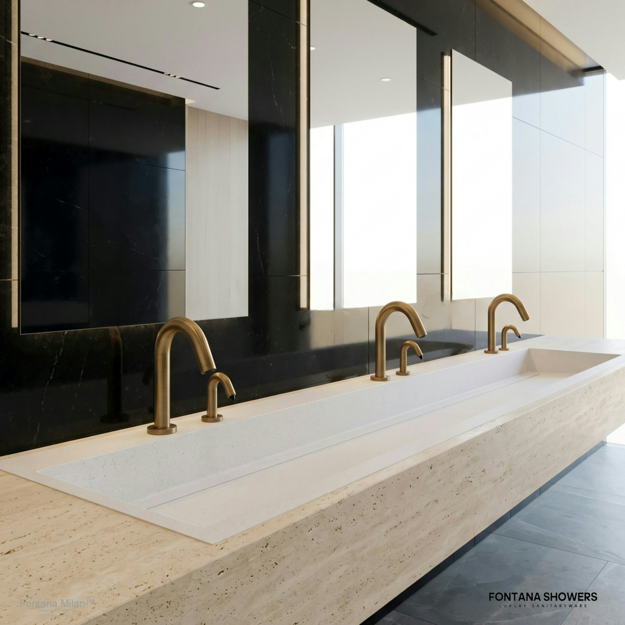 Fontana Milan Freestanding Antique Brass Dual Automatic Commercial Sensor Faucet and Soap Dispenser - FST9889