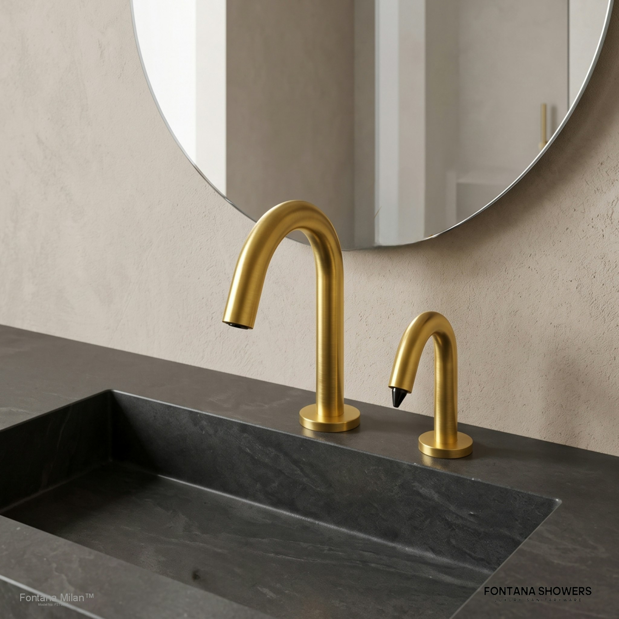 Fontana Milan Commercial Automatic Freestanding Polished Gold Dual Sensor Faucet and Soap Dispenser - FST9890