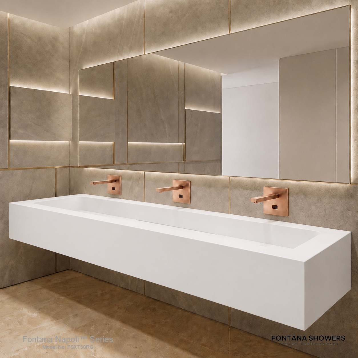 Fontana Aquila Rose Gold Wall Mounted XT5 Automatic Sensor Faucet