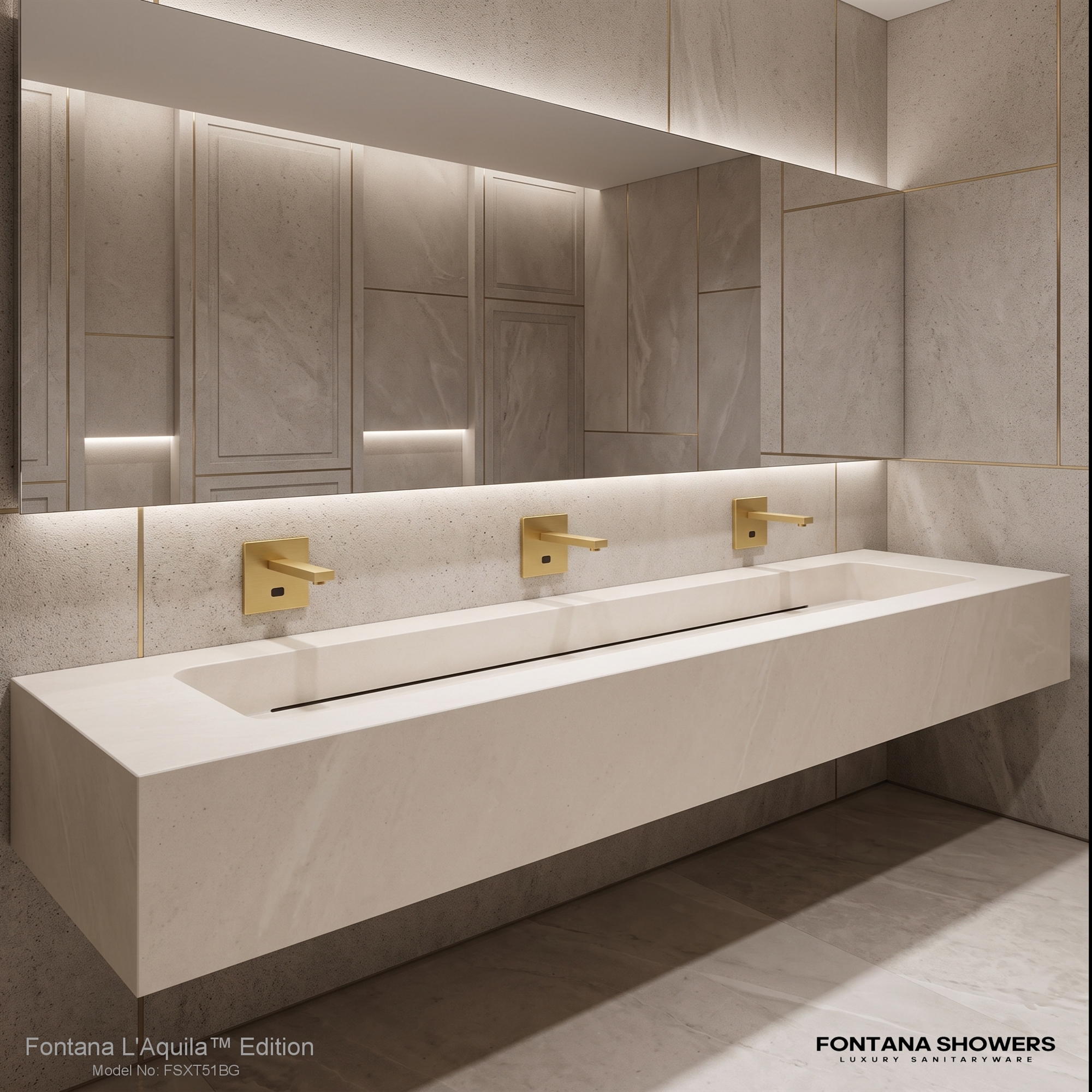 Fontana L Aquila Brushed Gold Wall Mount XT5 Automatic Touchless Sensor Faucet