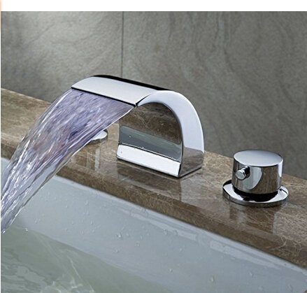 Fernie Deck Mount LED Water Fall Bathroom Sink Faucet