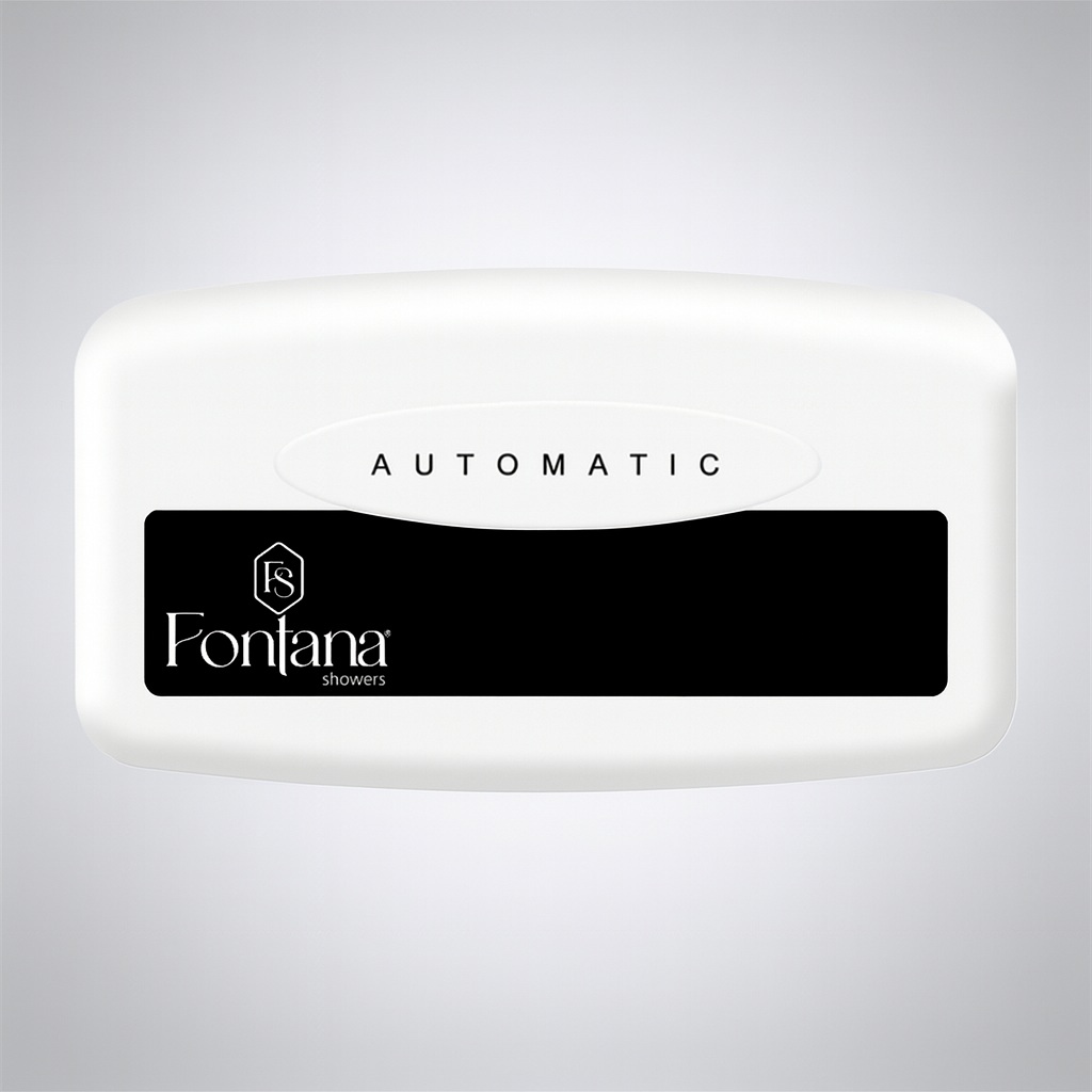 Fontana PrimeValve — White wall-mounted automatic sensor flush valve (FS8099WH), front view