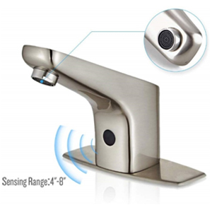 Fontana Atlanta Commercial Brushed Nickel Deck Mount Automatic Sensor Touchless Bathroom Faucet