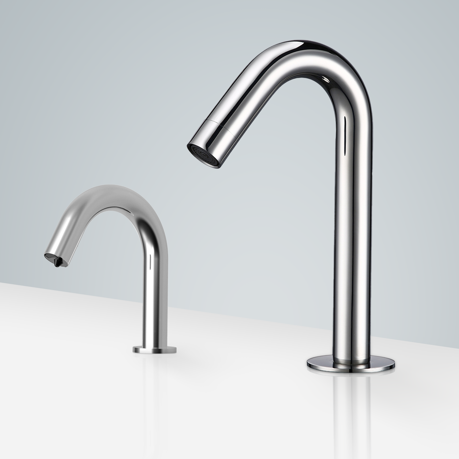 Fontana Bavaria Commercial Chrome Touchless Motion Sensor Faucet & Automatic Soap Dispenser For Restrooms