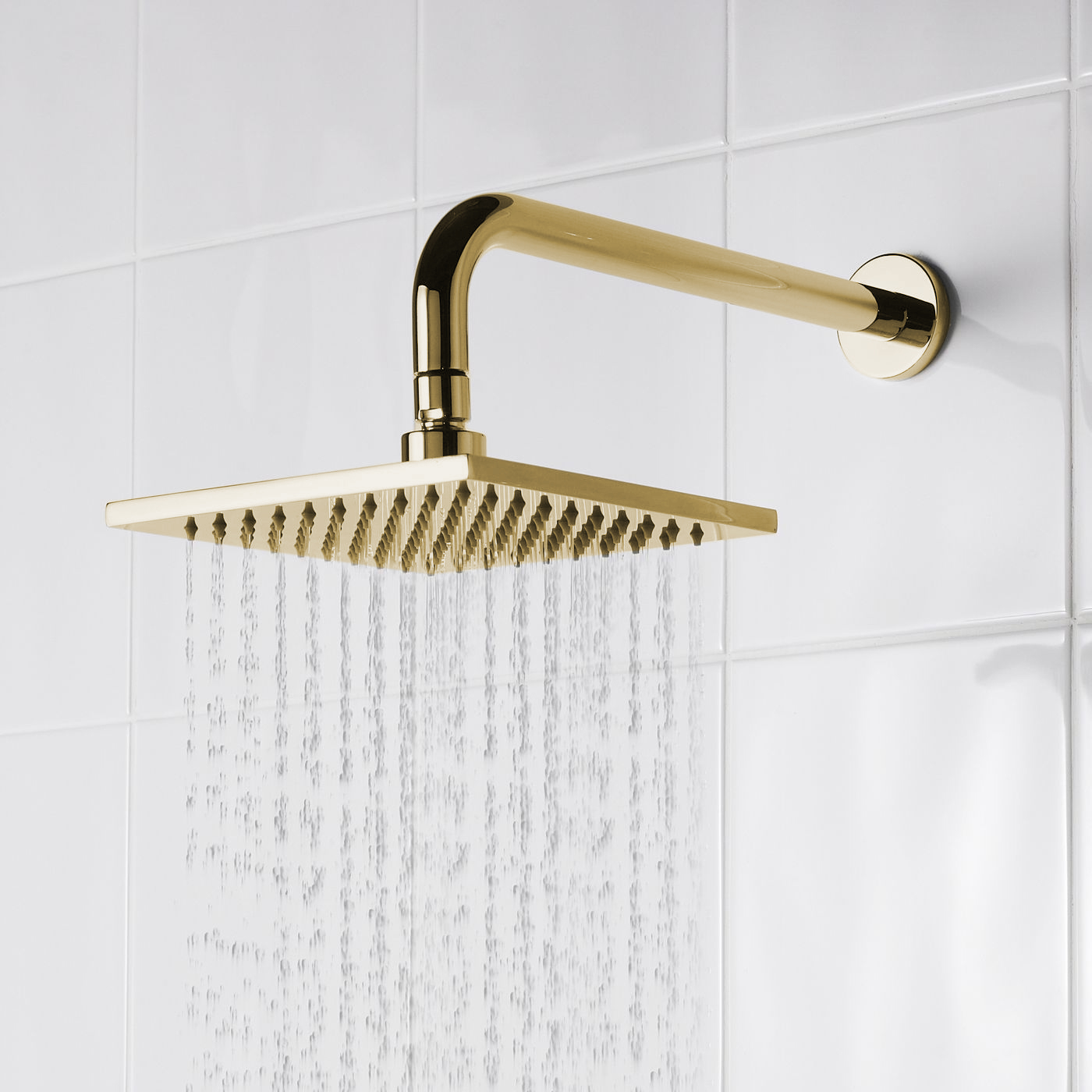 8" Gold Sqaure Rainfall Shower Head 2-Way Mixing Valve Hand Shower Faucet Set 
