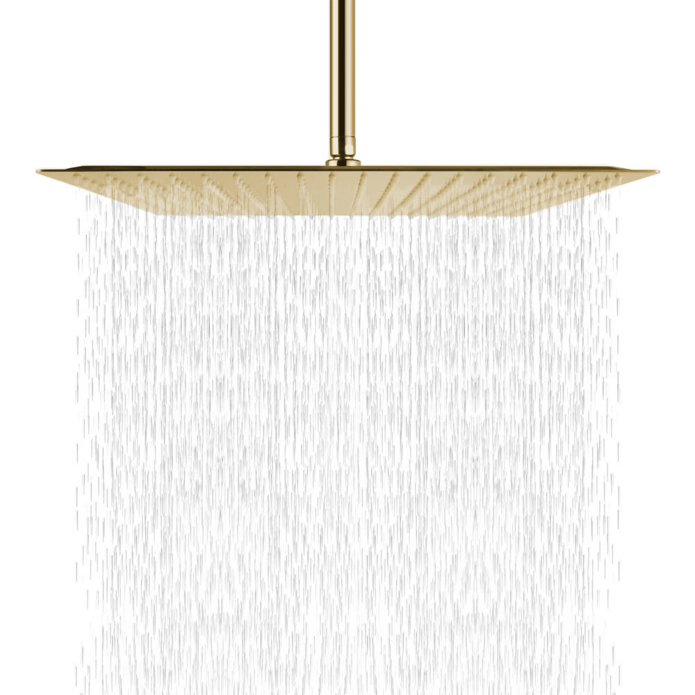  Fontana Brushed Gold Thin Luxury Bathroom Square Rain Shower Head