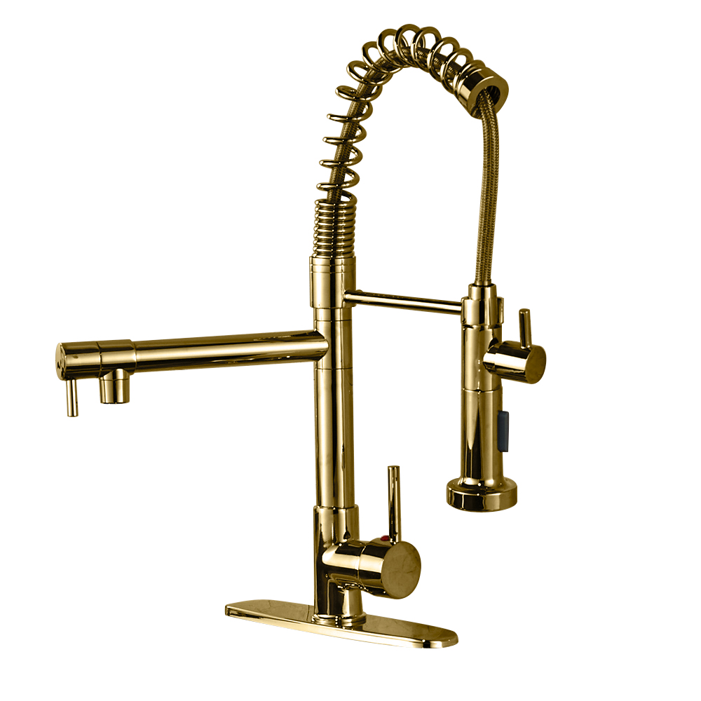 Fontana Calvados Gold Single Handle Deck Mount Kitchen Sink Faucet