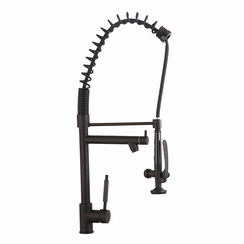 Fontana Grecia Deck Mount Single Handle Kitchen Sink Faucet with Pull Down Sprayer