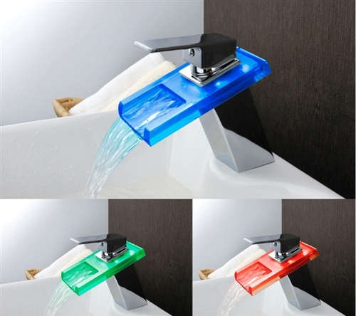 Fontana LED Glass Multiple Color Changed Bathroom Sink Faucet