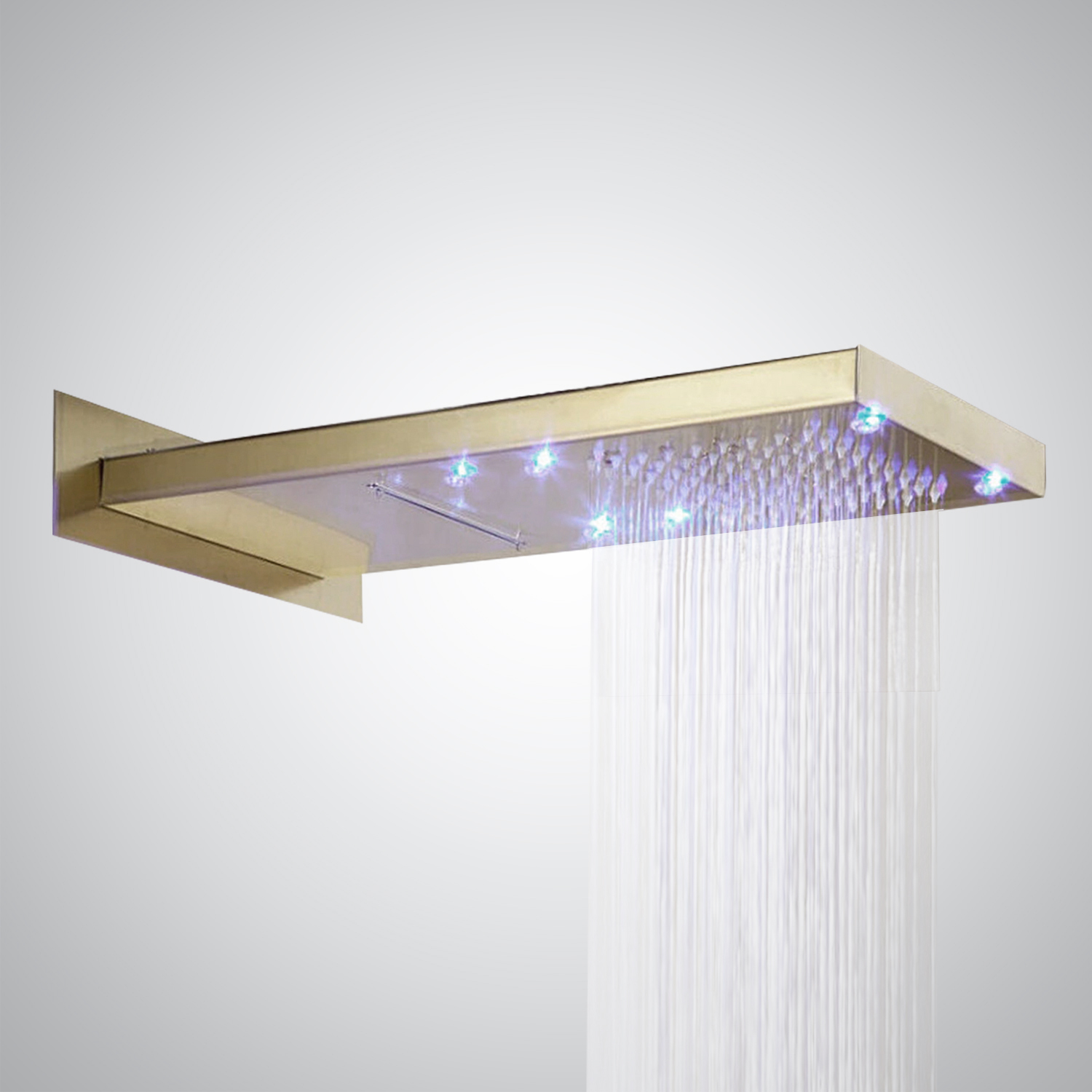 Fontana LED WaterFall/RainFall Brushed Gold Shower Head