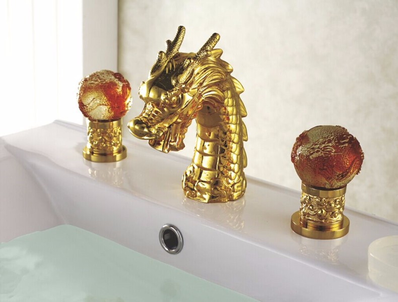 Fontana Leo Gold Dragon Deck Mount Bathtub Faucet