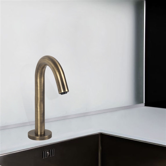 Fontana Milan Freestanding Antique Brass Finish Dual Commercial Sensor Faucet & Automatic Soap Dispenser
