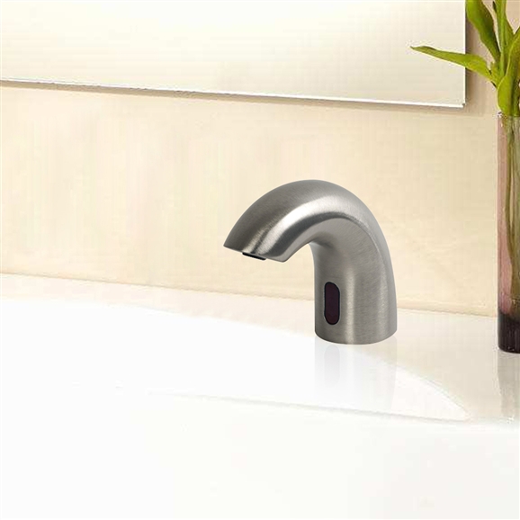 Fontana Napoli Deck Mount Brushed Nickel Finish Dual Commercial Sensor Faucet & Automatic Soap Dispenser