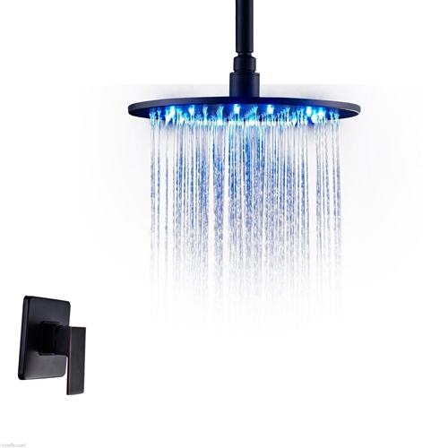 Fontana Oil Rubbed Bronze Bathroom Rain Shower Set With LED Color