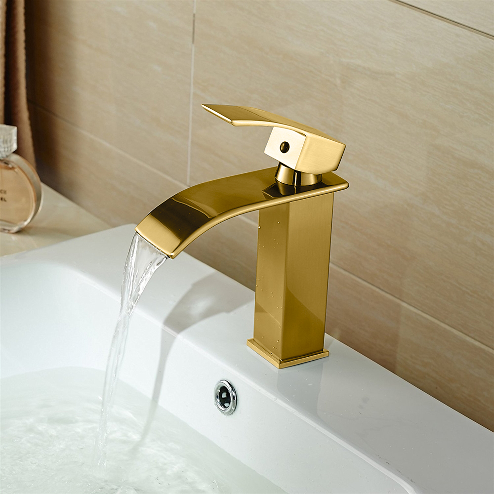 Fontana Paita Gold Deck Mount Single Handle Bathroom Sink Faucet