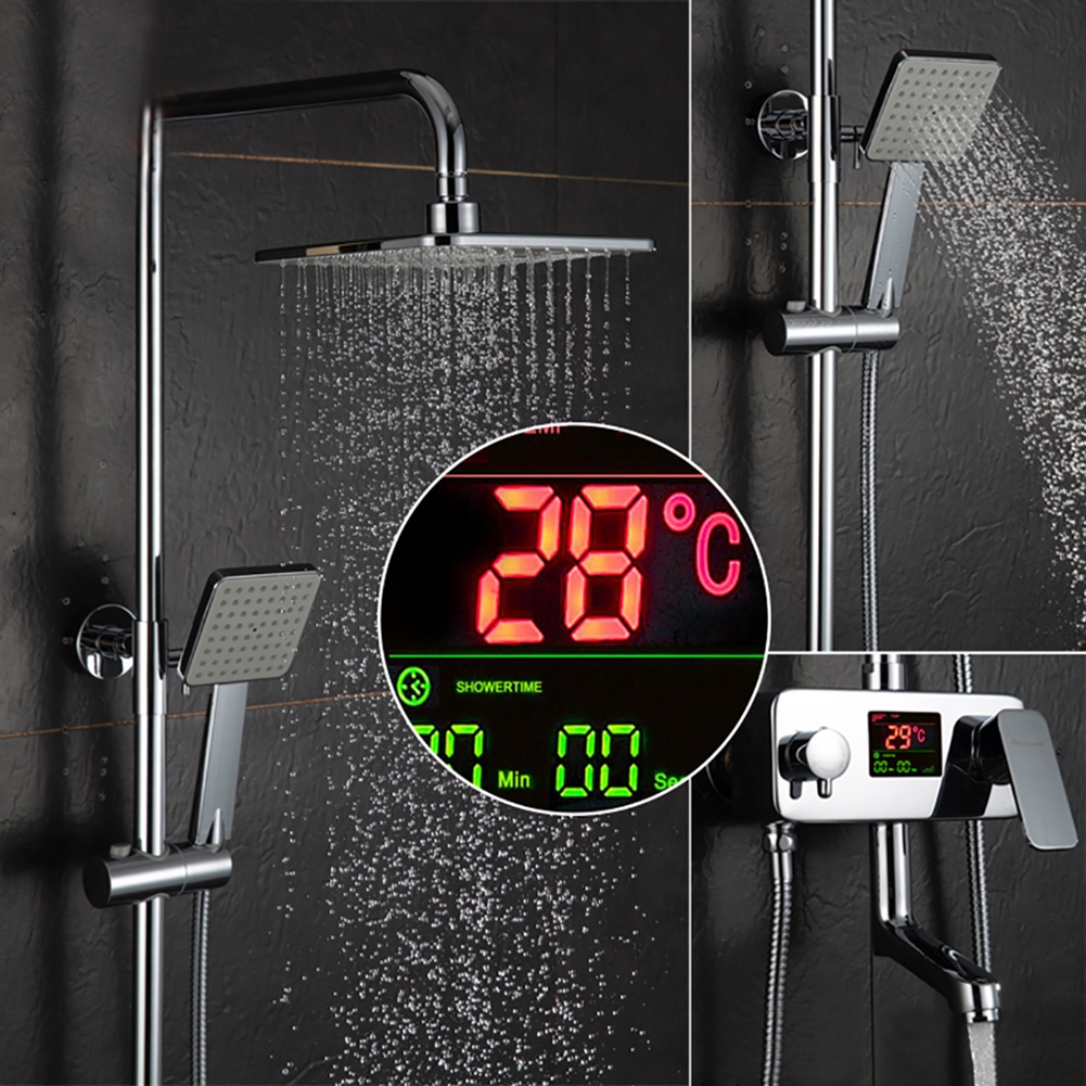 Fontana Renaldo Chrome Temperature Control Color Changing Led Shower Set