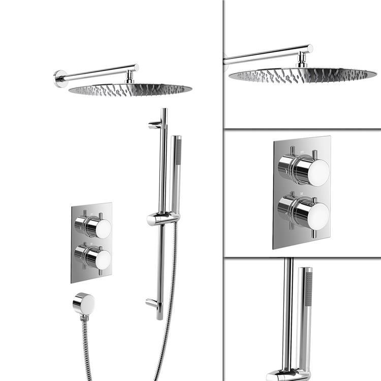 Fontana Trialo Shower Set with Built in Thermostatic Mixing Valve and Hand Held