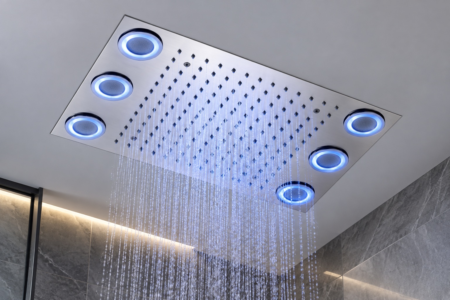 Fontana Atlanta Recessed Ceiling Mount LED Rainfall Showerhead