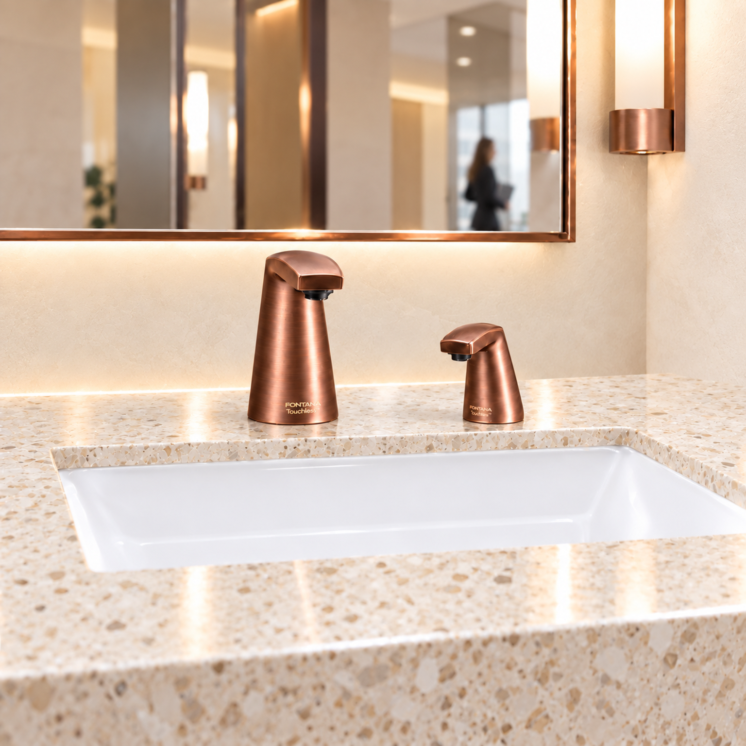 Commercial bathroom faucet configurations