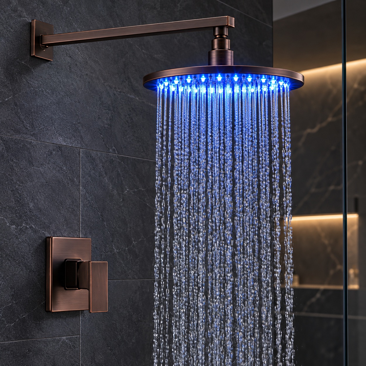 Fontana Rustic Oil Rubbed Bronze Round LED Rain Shower