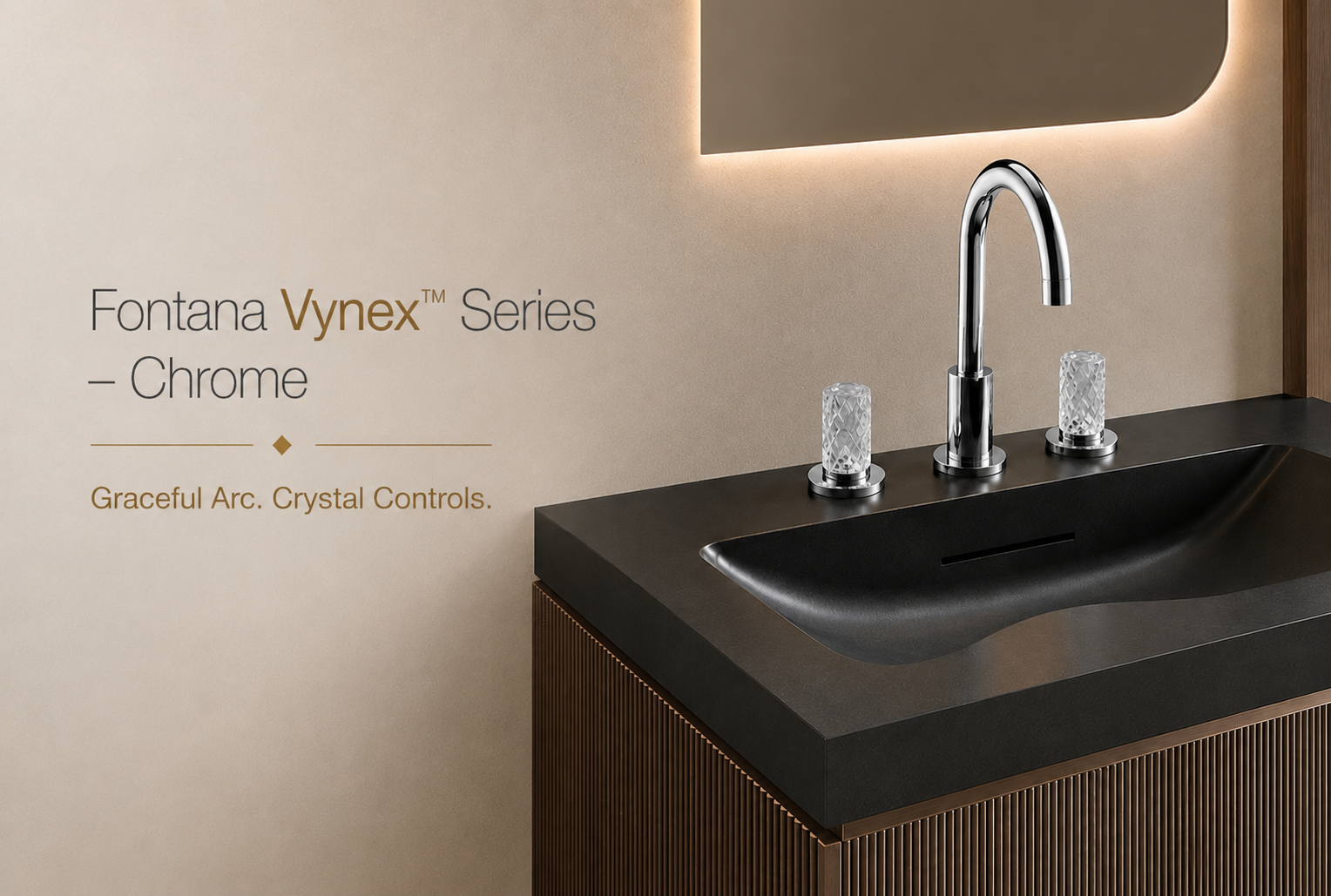 Fontana Vynex Series Chrome Two Handle Widespread Bathroom Faucet with Crystal Handles