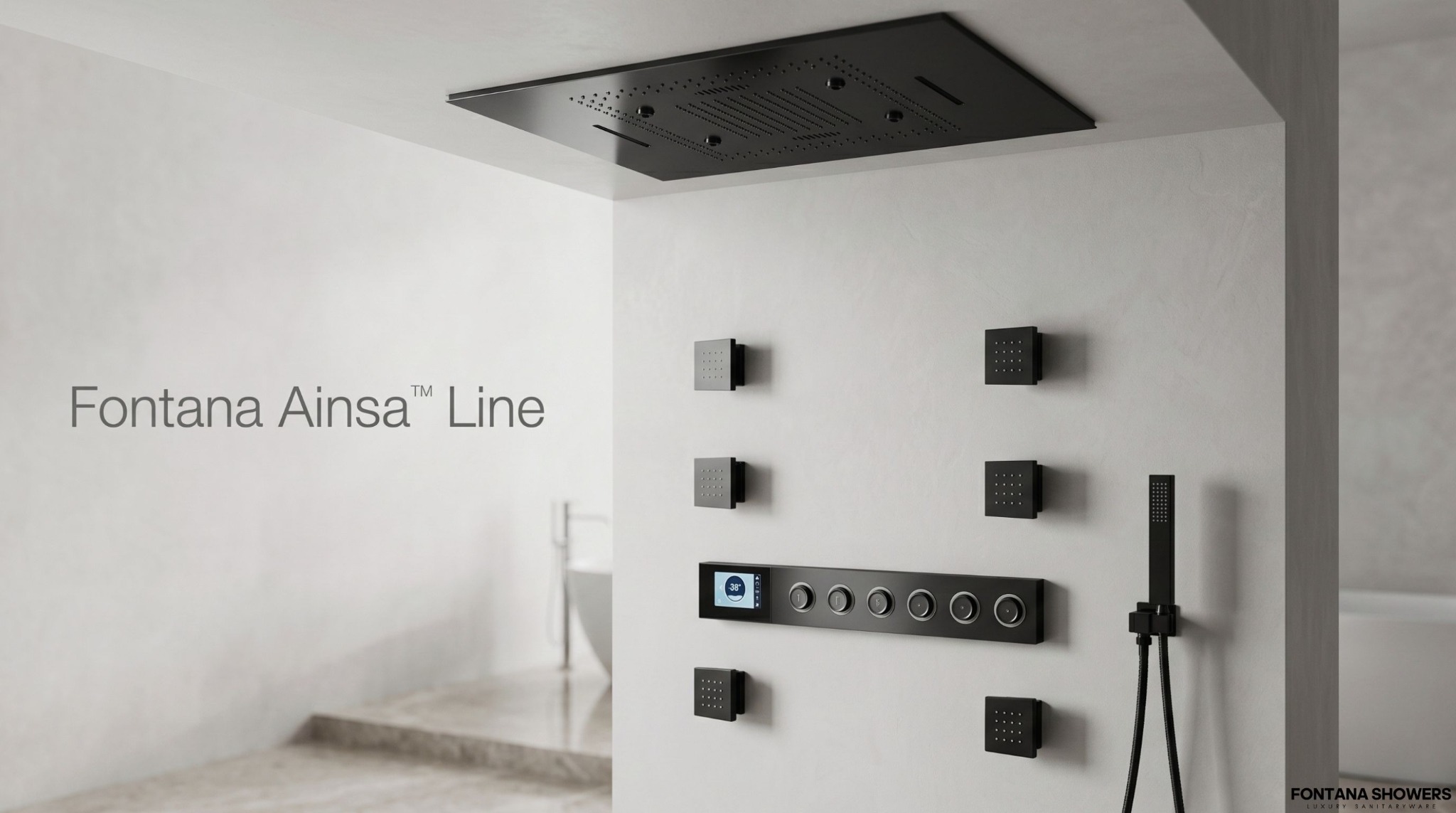 Fontana Ainsa Line Matte Black Led ShowerSet FS7798MB