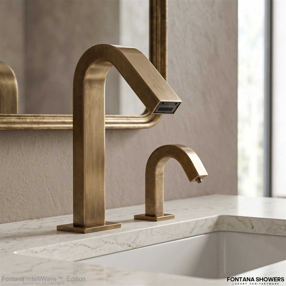 Fontana IntelliWave Antique Brass Touchless Set Side View