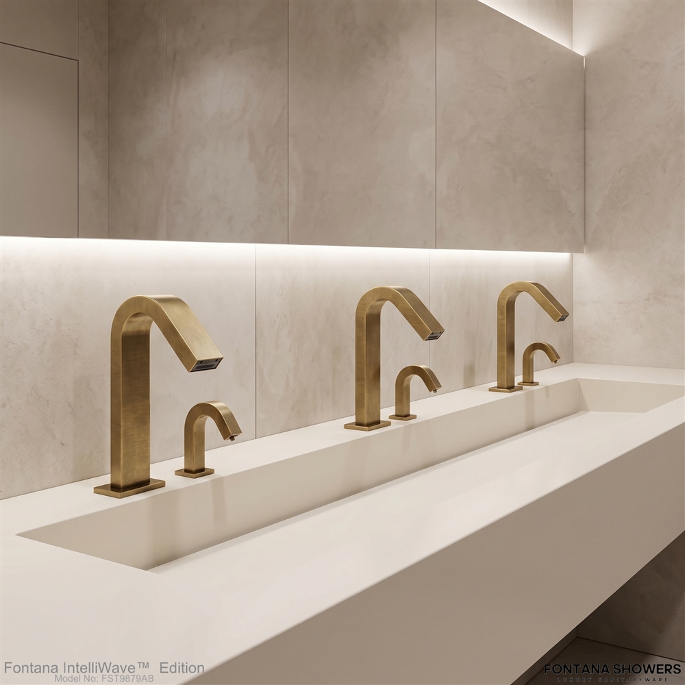 Fontana IntelliWave Antique Brass Touchless Faucet and Soap Dispenser Set