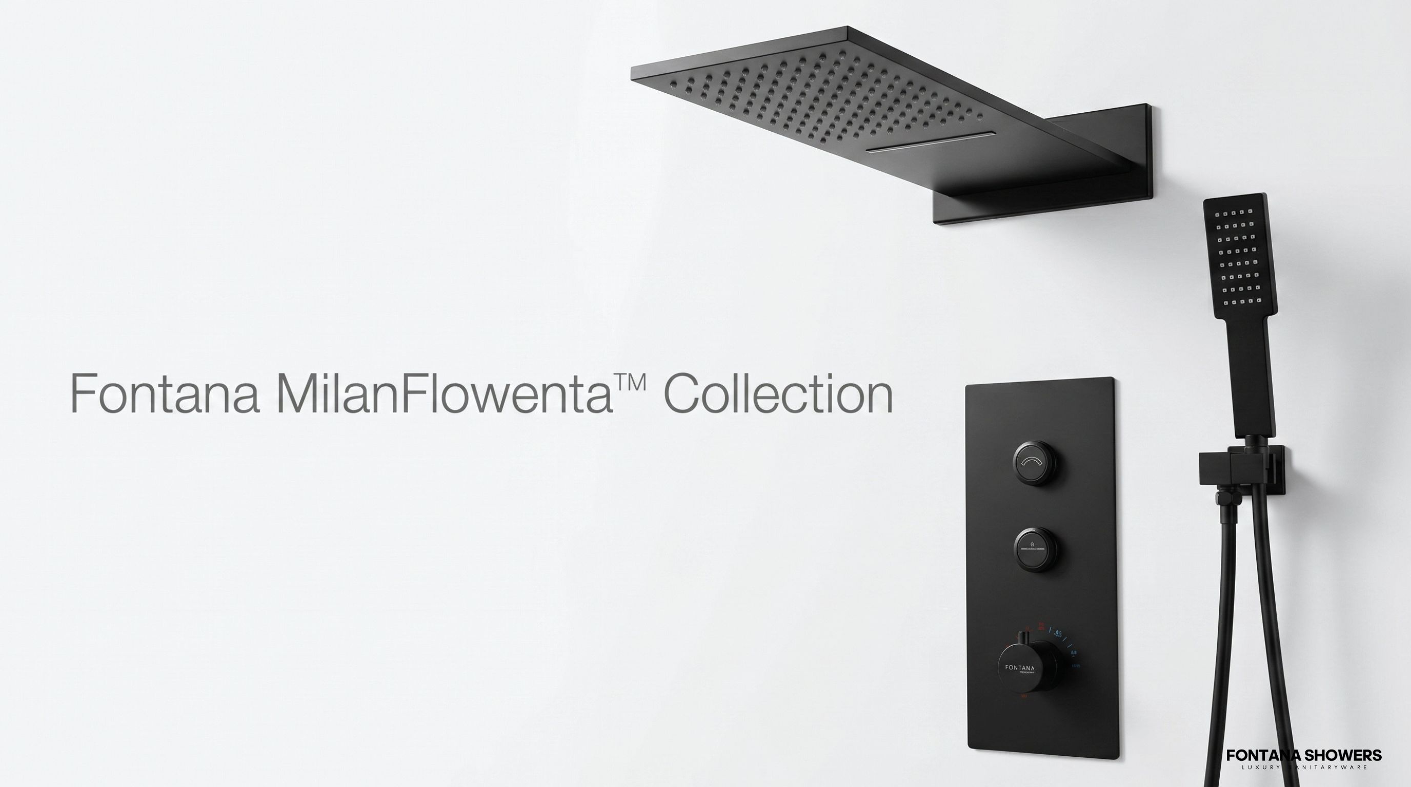 Fontana Milan Matte Black Wall Mount 2 Functions Rainfall Shower System with Handheld Shower FS1452331