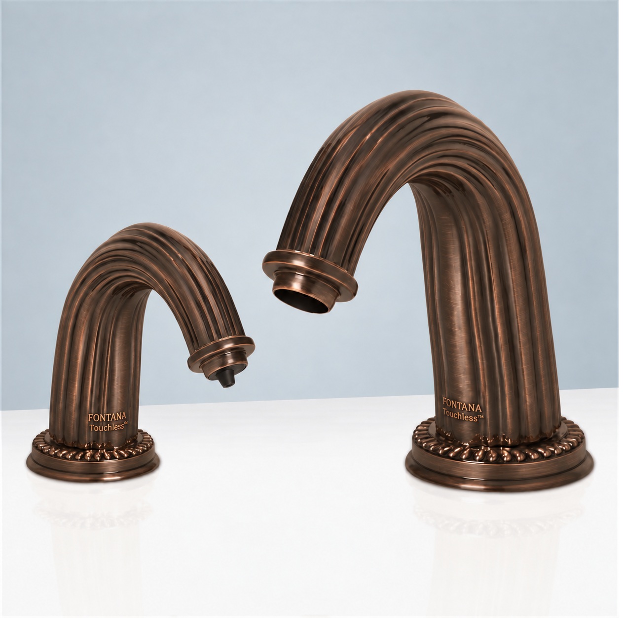 Fontana automatic soap dispenser and touchless faucet bathroom set in antique bronze