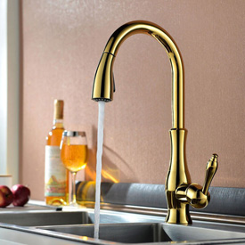 Fontana Sierra Gold Solid Handheld Sprayer Mixer Kitchen Sink Faucet