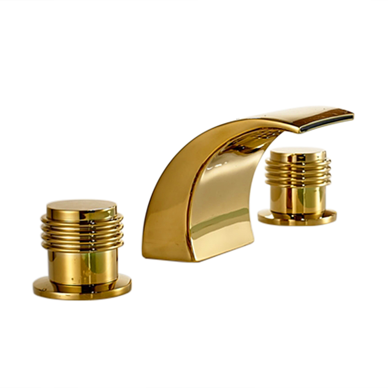 Gold Finish Brass Body LED Mixer Bathroom Sink Faucet