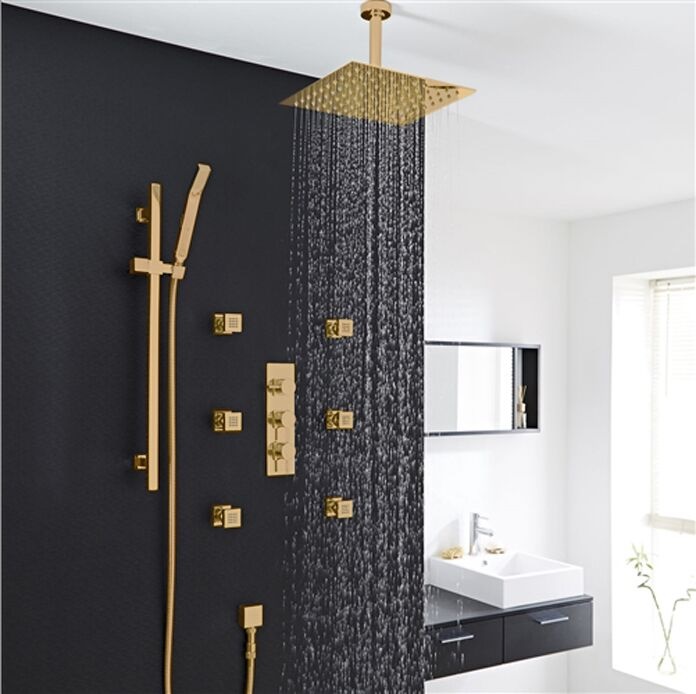 Fontana Gold Thermostatic Rainfall Shower System