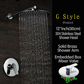 Fontana Verona Ultra Thin Chrome Finish In-Wall Round Embedded Box Shower Set - G Style