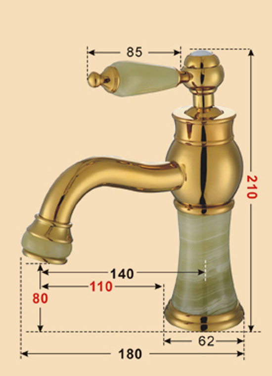 La Rochelle Luxury Gold-Plate Jade Sink Faucet With Single Handle Centerset Mixer
