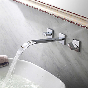Latori Wall Mount Double Handles Chrome Sink Faucet