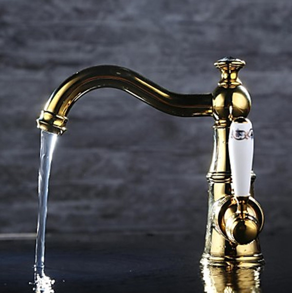 Lenox Gold Deck Mount Mixer Bath Vessel Sink Faucet