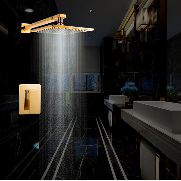 Fontana Marsala Luxury Gold Wall Mount Rainfall Shower Set