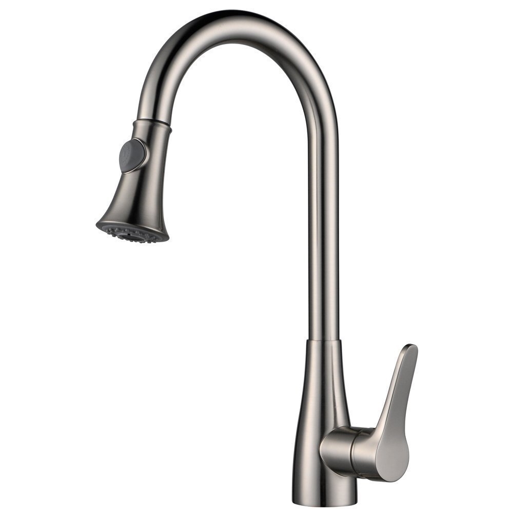 Fontana Mora Deck Mount Brushed Nickel Kitchen Finish Sink Faucet with Pull Down Sprayer