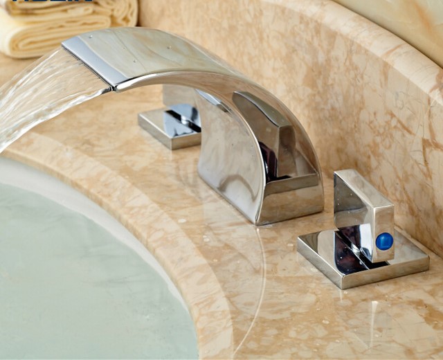 Naples Dual Handle Waterfall Chrome Brass Bathroom Faucet