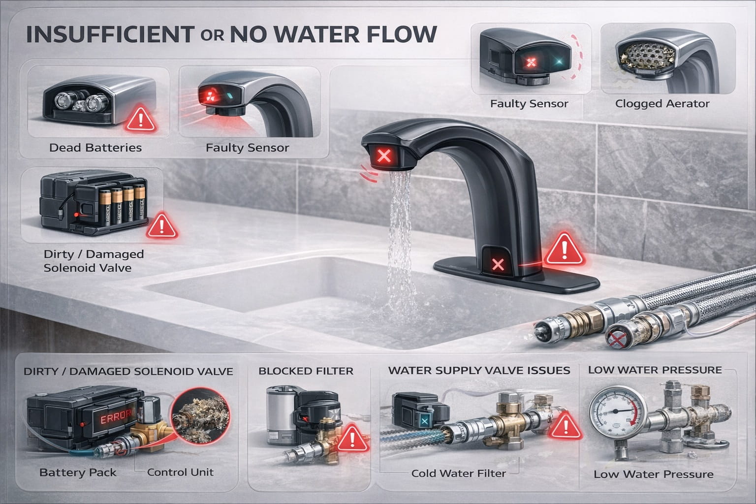 Touchless Faucet Issues & Troubleshooting Guide | Fix Sensor, Flow ...
