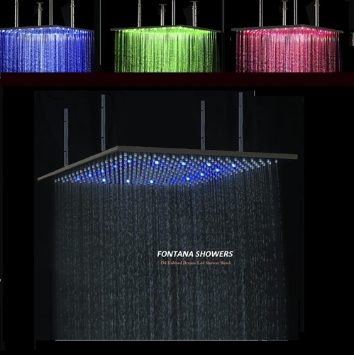 Fontana 40" Oil Rubbed Bronze Square LED Rainfall Showerhead