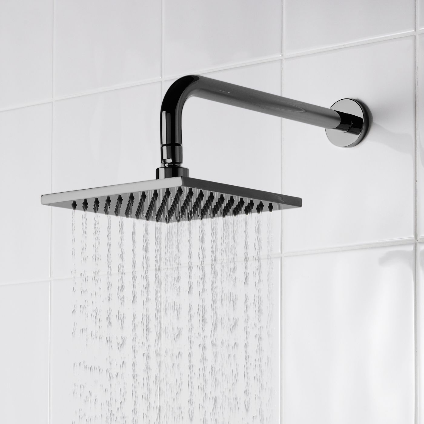 16“Shower Faucet Set Matte Black Square Rain Shower Head Waterfall Tub Mixer Tap 
