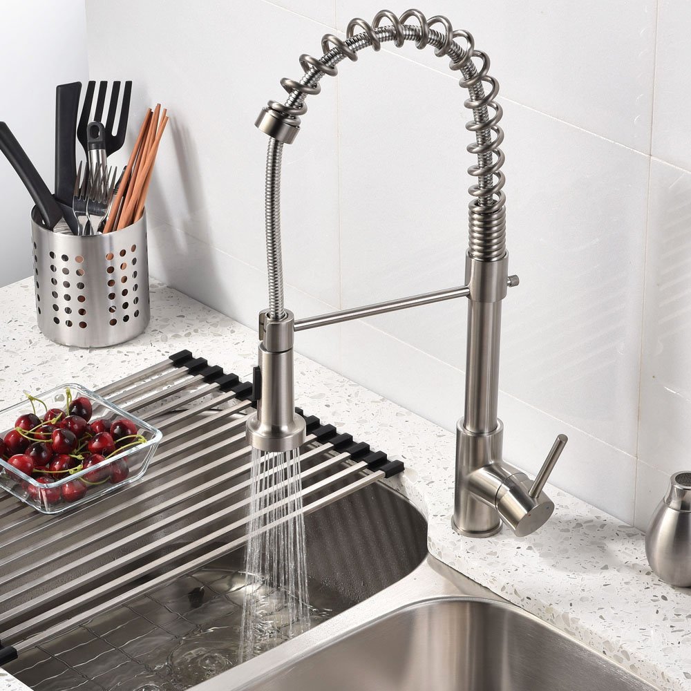 Shop Quilmes Brushed Nickel Kitchen Sink Faucet With Pull Down