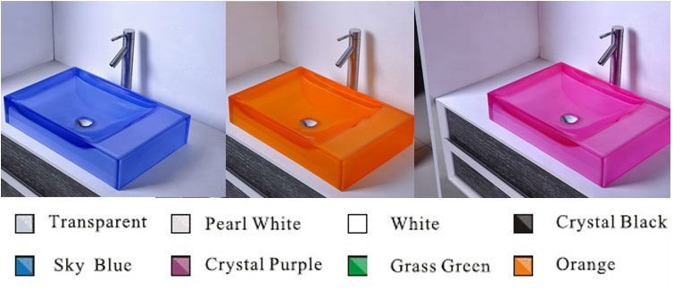 Lima Rectangular Resin Counter Top Sink Colorful Wash Sink