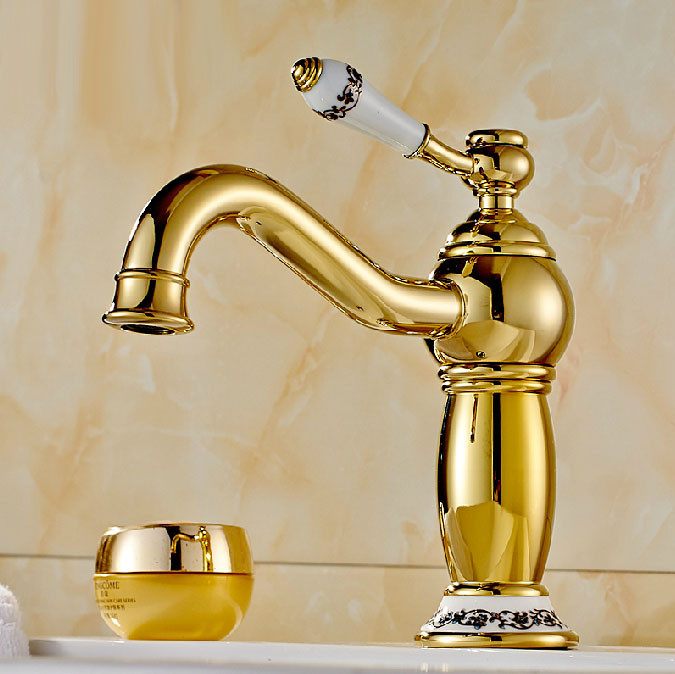 Rio Gold Sink Faucet with Ceramic Accents