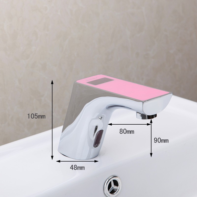 Romo Commercial Motion Chrome Automatic Sensor Faucet Digital Display - Pink Top