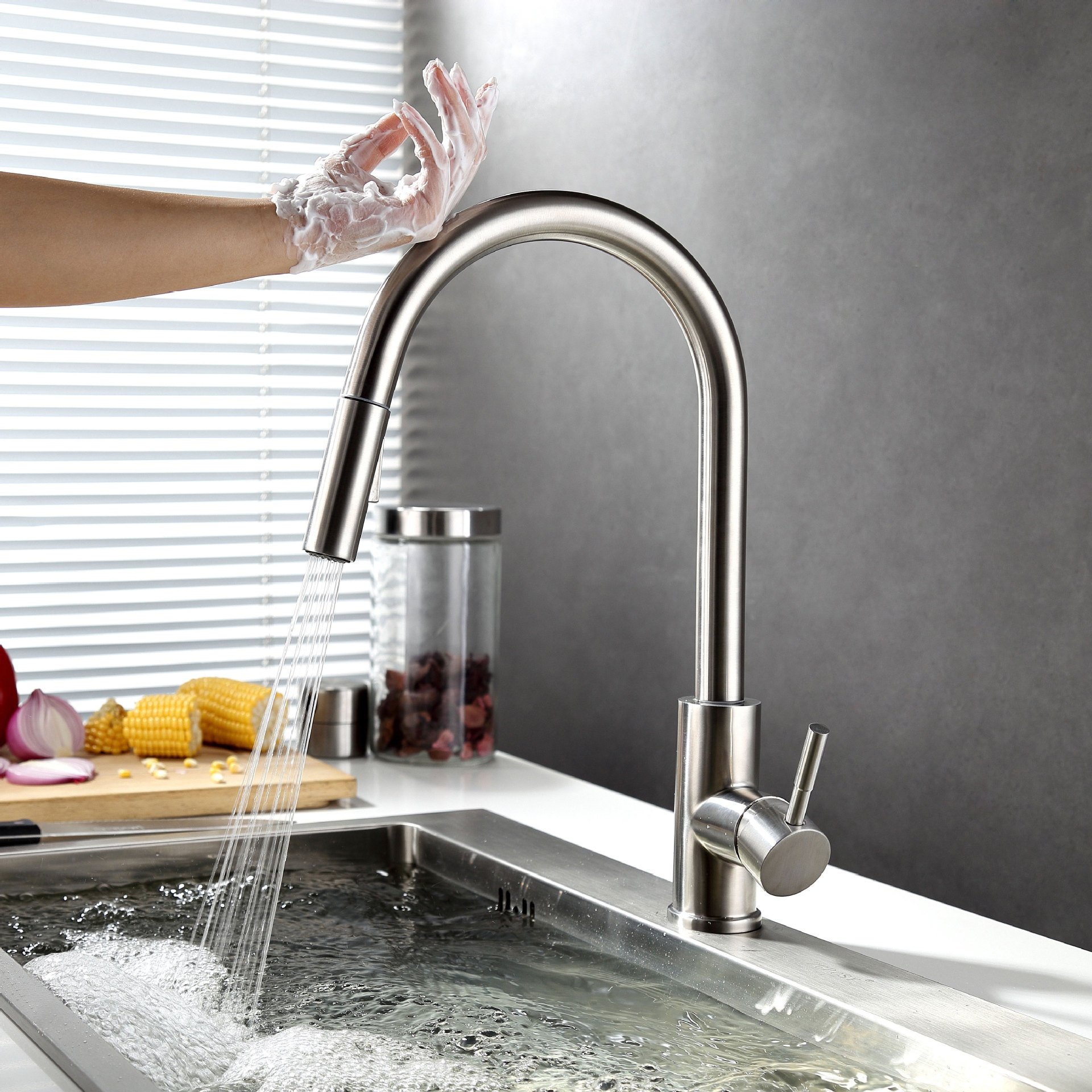 Fontana Sénart Brushed Nickel Finish With Touch Sensor Pull Down Kitchen Faucet
