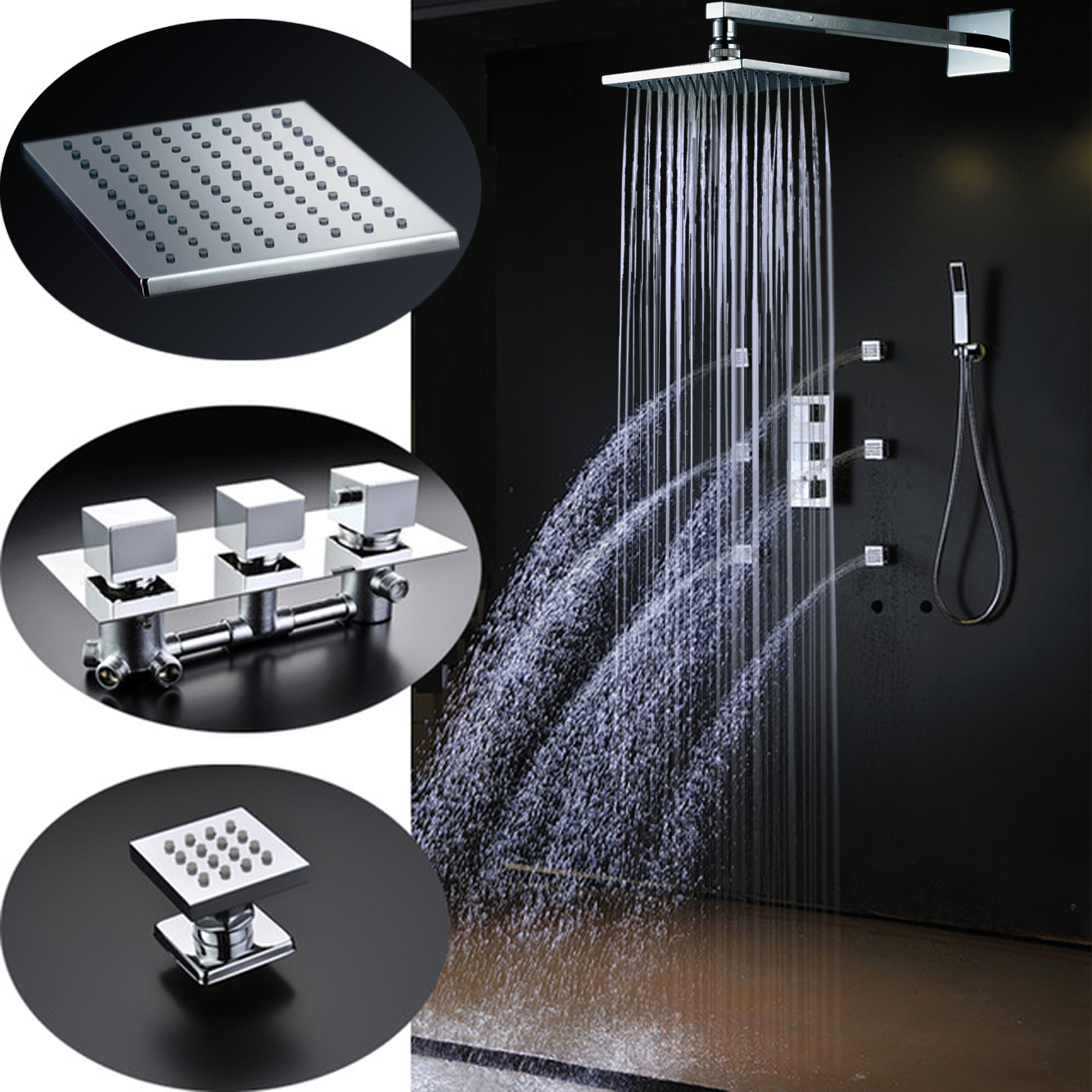 HONYI Exposed Shower System With Rain Shower And Handheld Sprayer
